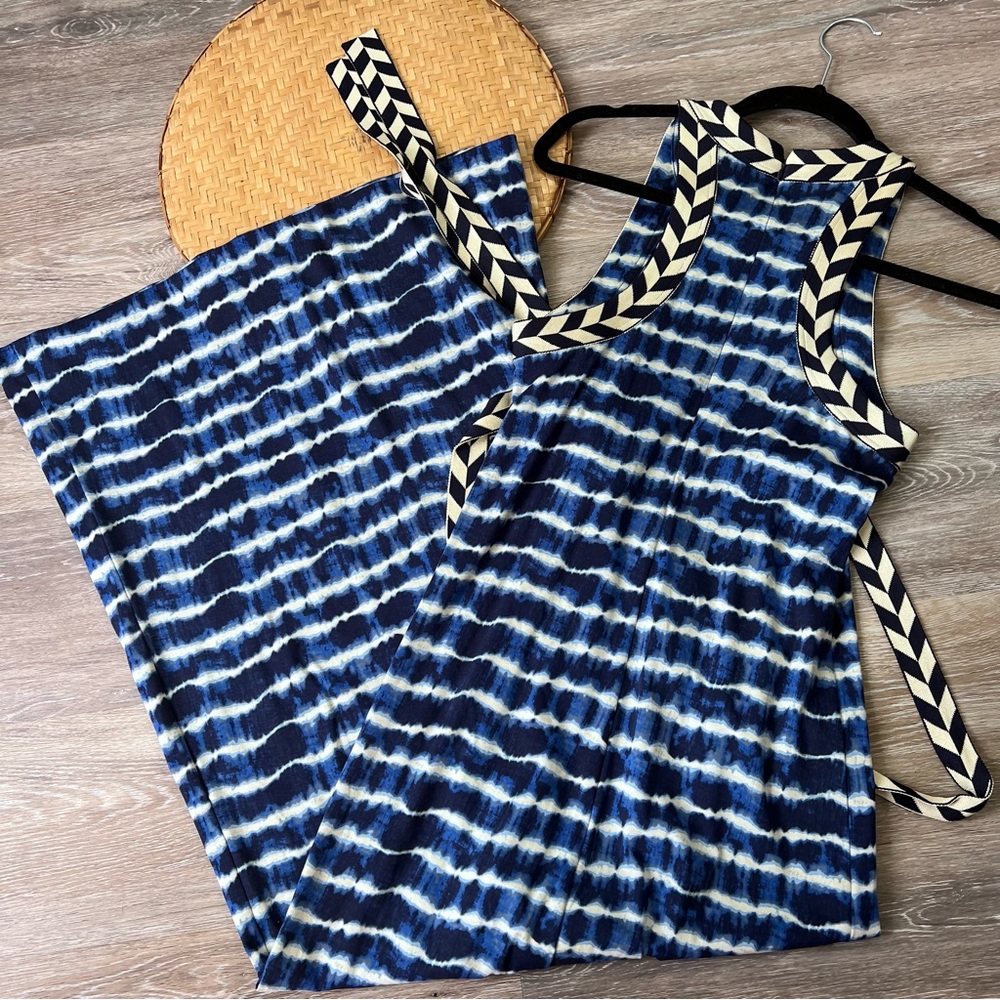 Tory Burch Navy and White Tie-Dye Racerback Maxi Dress - Picture 7 of 10